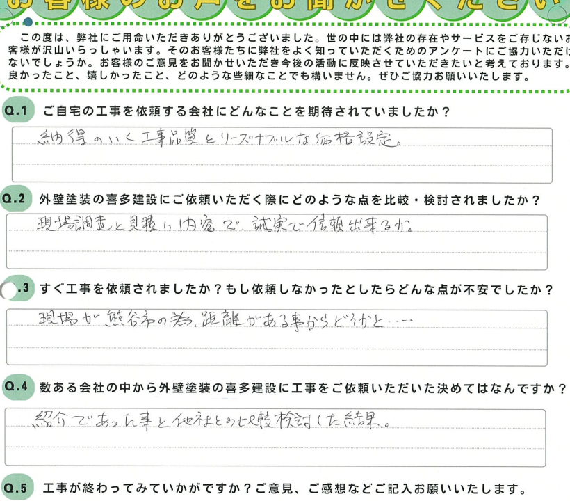 知人の紹介で他社と比較した上で依頼しました