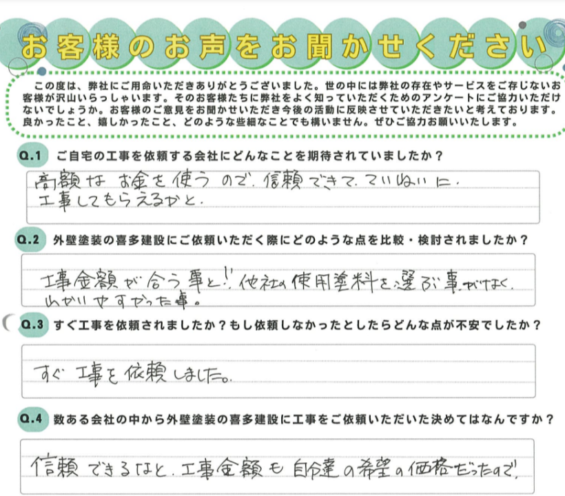 予算通りの価格で丁寧に仕上げていただきました